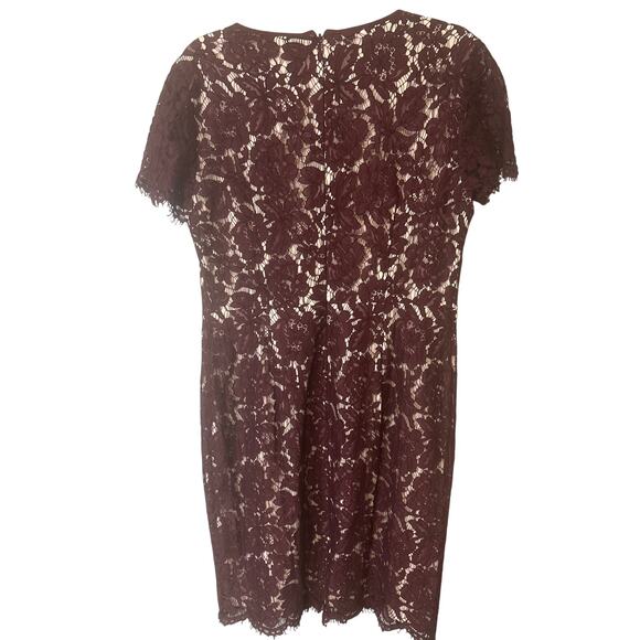 Vince Camuto Lace Dress Deep Purple Size 10 Short Sleeve Scallop Details - Picture 4 of 8